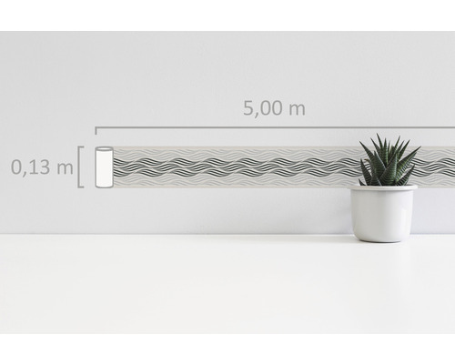 Muursticker met golfpatroon, 5,00 m lang en 0,13 m breed