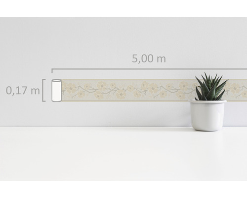 Wandborder met bloemmotief, lengte 5 meter, hoogte 0,17 meter