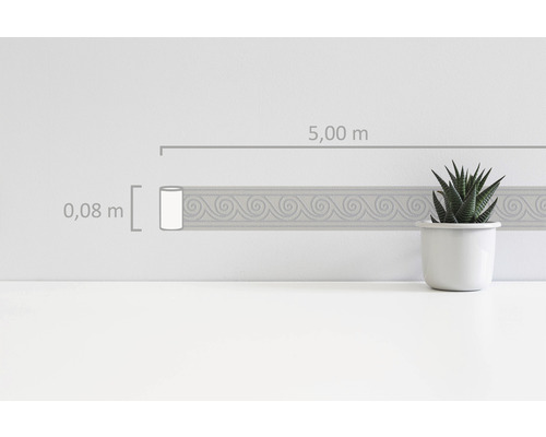 Wandborderrand met meandermotief, 5,00 meter lang en 0,08 meter breed.