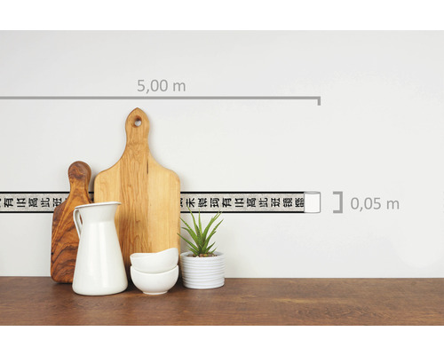 Decoratieve rand met karakters, 5 meter lang, 5 centimeter breed