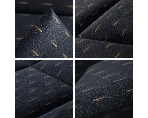 Close-up van een textiel met waaierpatroon