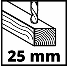 Symbool voor boren in hout tot 25 millimeter