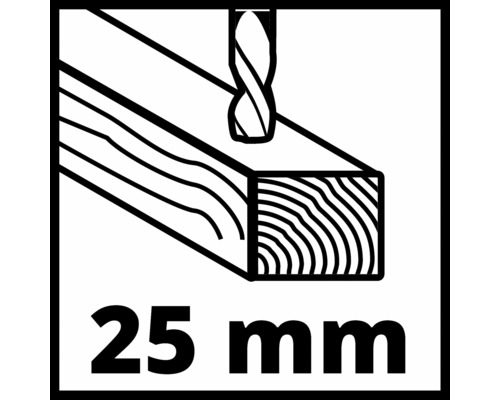 Symbool voor boren in hout tot 25 millimeter