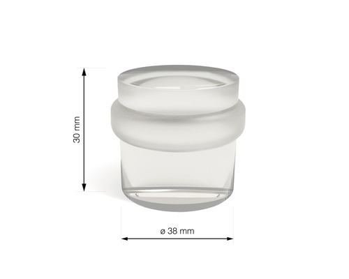 Deurstoppper van transparant kunststof met een diameter van 38 millimeter en een hoogte van 30 millimeter