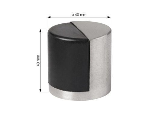 Deurstopper van roestvrij staal en rubber, diameter 40 millimeter
