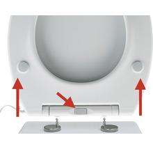 Detailweergave van een toiletbril met afneembare functie