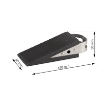 Zwarte deurstopper met afmetingen van 120 mm lengte, 50 mm breedte en 30 mm hoogte