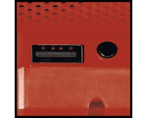 Close-up van een USB-poort en een hoofdtelefoonaansluiting