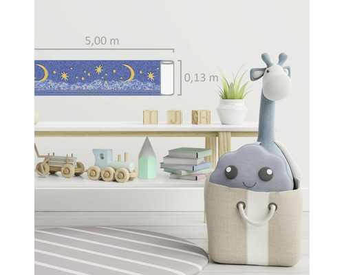 Behangrand met maan- en sterrenmotieven, afmetingen 5,00 m x 0,13 m, voor decoratie van kinderkamers