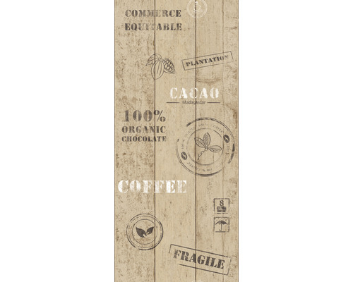 Decoratieve plaat met prints over koffie en cacao