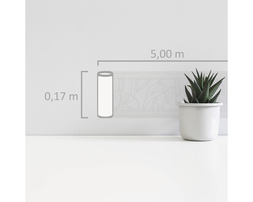 Decoratieve lijst met afmetingen van 5,00 meter bij 0,17 meter.