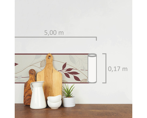 Borduur met bladerdecoratie, lengte 5,00 m, hoogte 0,17 m