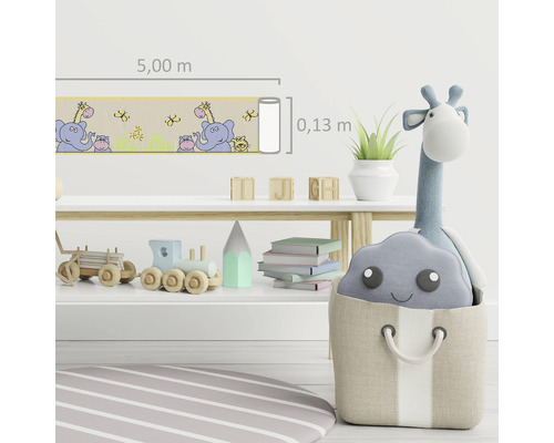 Kinderkamer met rand van dieren, lengte 5,00 meter, hoogte 0,13 meter