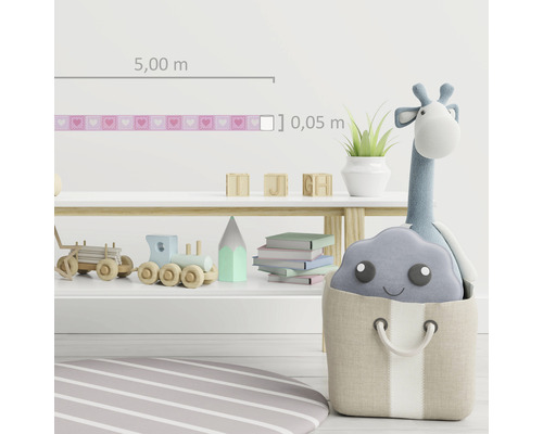 Borduur met hartjesmotief in kinderkamer, 5,00 m lang en 0,05 m breed