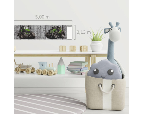 Muurrand met tractormotieven in de kinderkamer, lengte 5,00 meter, hoogte 0,13 meter