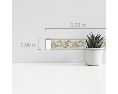 Behangrand met bloemmotief, lengte 5 meter, hoogte 0,08 meter