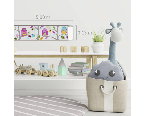 Kindertapete met uilenmotief, 5,00 meter lang en 0,13 meter breed