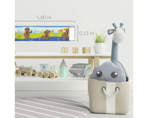 Kinderkamer met border, vijf meter lang en 0,13 meter breed, met berenmotieven