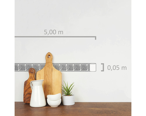 Zelfklevende rand met meandermotief, 5,00 meter lang en 0,05 meter breed