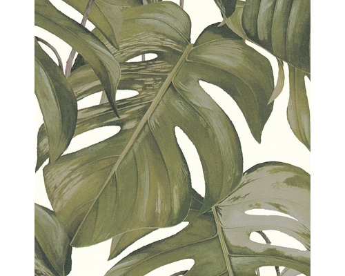 Close-up van een behangpatroon met bladeren.