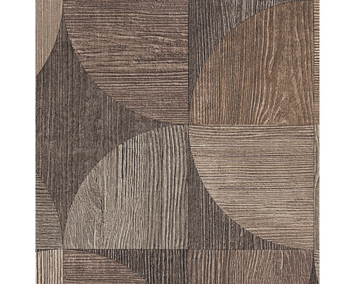 Behang met houtlook en geometrische patronen