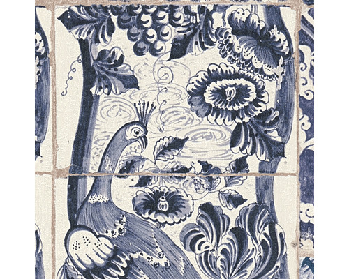 Tegelpatroon met pauw, bloemen en bladeren