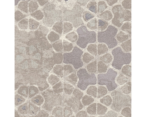 Behang met steenmotief en florale elementen