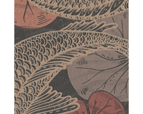 Close-up van een gestructureerd behang met bloemmotief