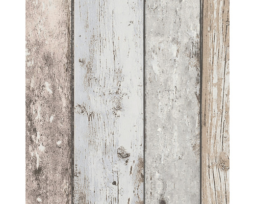 A.S. CRÉATION Vliesbehang 8550-39 houtoptiek blauw/bruin Behang met houten plankenmotief