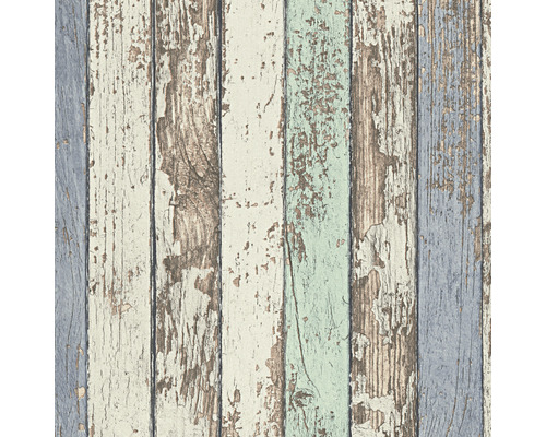 Behang met houten plankenmotief in diverse tinten