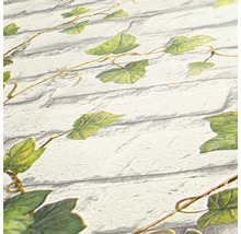 Behang met steenmotief en klimopdecoratie