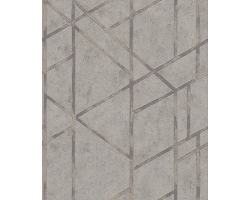 Behang met geometrisch lijnenpatroon op stucwerklook