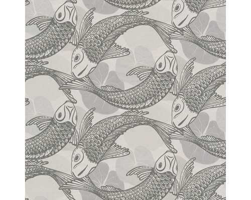 Behang met vissen en waterlelies motief