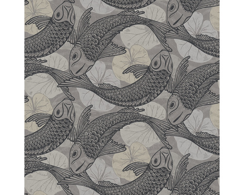 Behang met vispatroon en waterleliebladeren