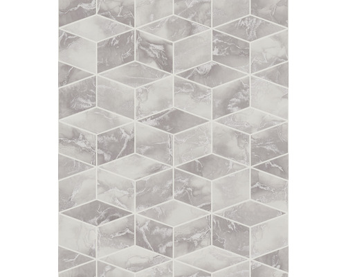 Behang met geometrisch kubuspatroon in marmerlook