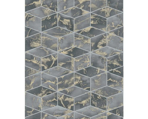 Behang met kubuspatroon in marmerlook