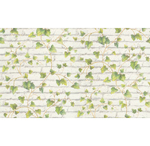 Behang met baksteenmotief en klimopdecoratie