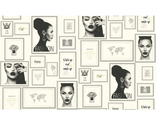 Behang met diverse motieven in fotolijsten