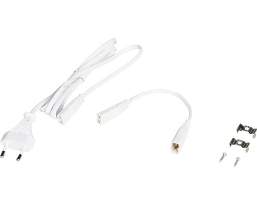 Stroomkabel met stekker, verbindingsstuk en montagebeugels