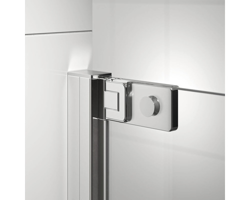 Detailopname van een douchecabine bevestiging met glas