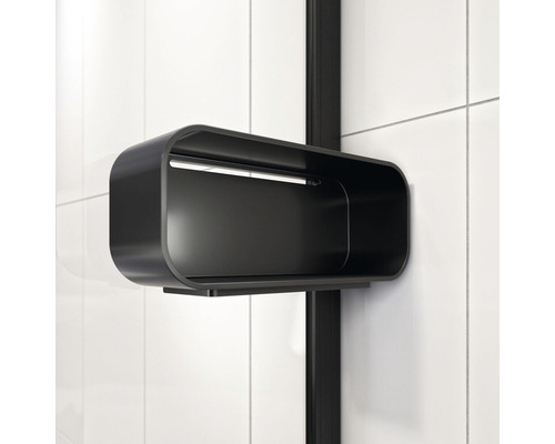 Zwart doucherek voor wandmontage in de badkamer