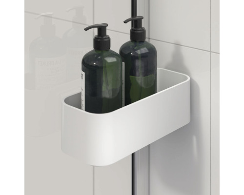 Doucheplank met twee shampoo flessen