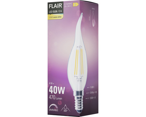 Verpakking van een Flair LED lamp CL35/E14