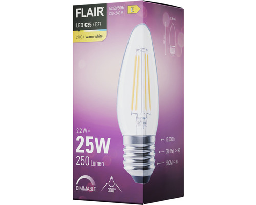 FLAIR LED lamp C35/E27, 25 watt, warm wit