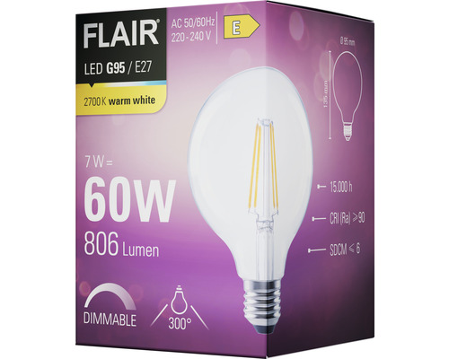 Flair LED Lamp G95 E27 op verpakking