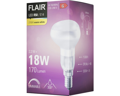 FLAIR LED R50 E14 lamp in productverpakking