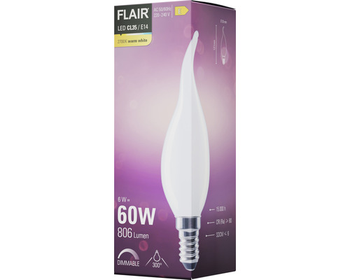 FLAIR ledlamp CL35 E14, 6 watt komt overeen met 60 watt, 806 lumen