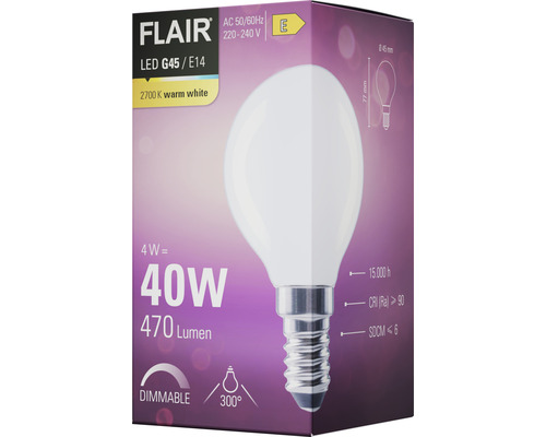 Flair LED-lamp G45 E14, warm wit, dimbaar, 4 watt komt overeen met 40 watt