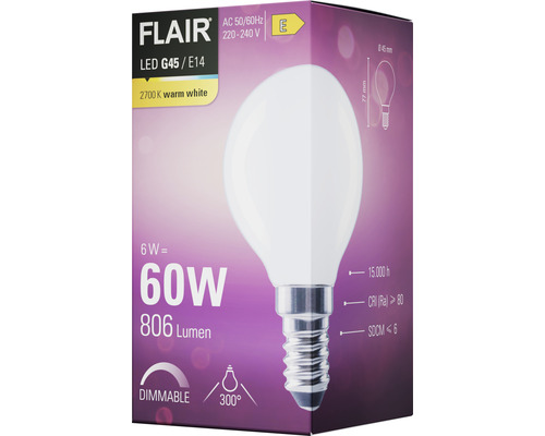 FLAIR LED lamp G45 E14, warm wit, dimbaar