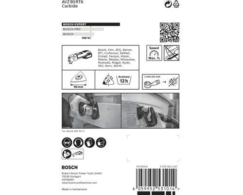 Achterkant verpakking Bosch AVZ 90 RT6 Carbide Expert multitoolaccessoire